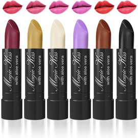 Magic Kiss- Juego de 6 labiales mate que cambian de color con aloe vera, fabricados en EE. UU. (Colors of Aloha 2)