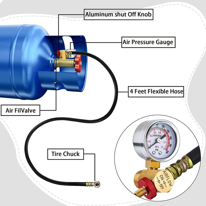 Daiilg 1 Set Air Tank Repair Kit Valve Pressure Gauge