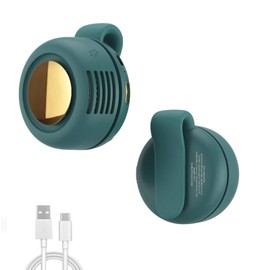 Portable Silent Mini Bladeless Electric Fan - Portable Rechargeable Neck Fan - Mini Whirlwind Clip-On Fan with 3 Speed Settings, USB Type-C Charging - Green