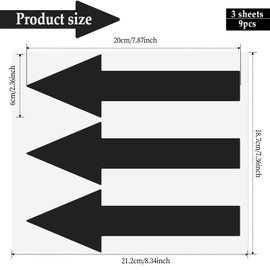 Hariendny 9 Pack Black Arrow Stickers Self Adhesive Floor Arrow Decal Stickers PVC Waterproof Wall Marking Arrow Signs Stickers Waterproof Arrow Marking Stickers Road Instructions Stickers (3 Sheets)
