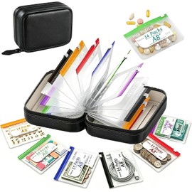 Waterproof Pill Pouch Set, 14 Pcs A8 Pill Organizer Pouches, 7 to 14 Days Medication Travel Case, Crush-Resistant Shell with Color-Coded Zippers, Reusable Storage for Pills, Vitamins (#A)