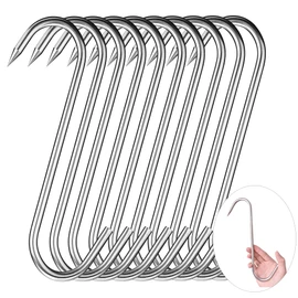 Alele 10 Inch Meat Hook Heavy Duty Stainless Steel Butcher Hooks for Hanging Beef,10 Pack