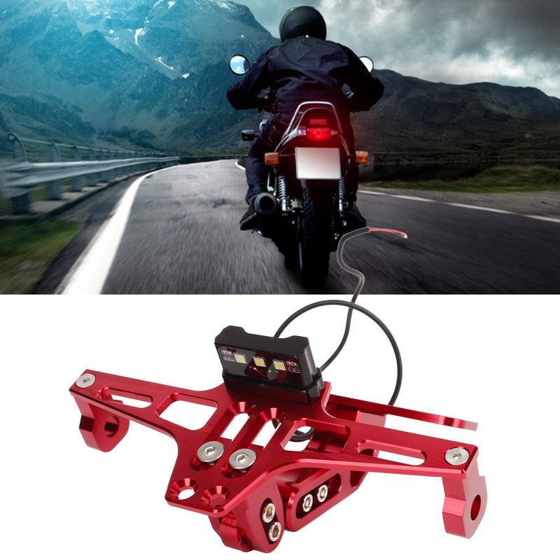 Motorcycle License Plate Mount Adjustable License Plate Holder with Taillight