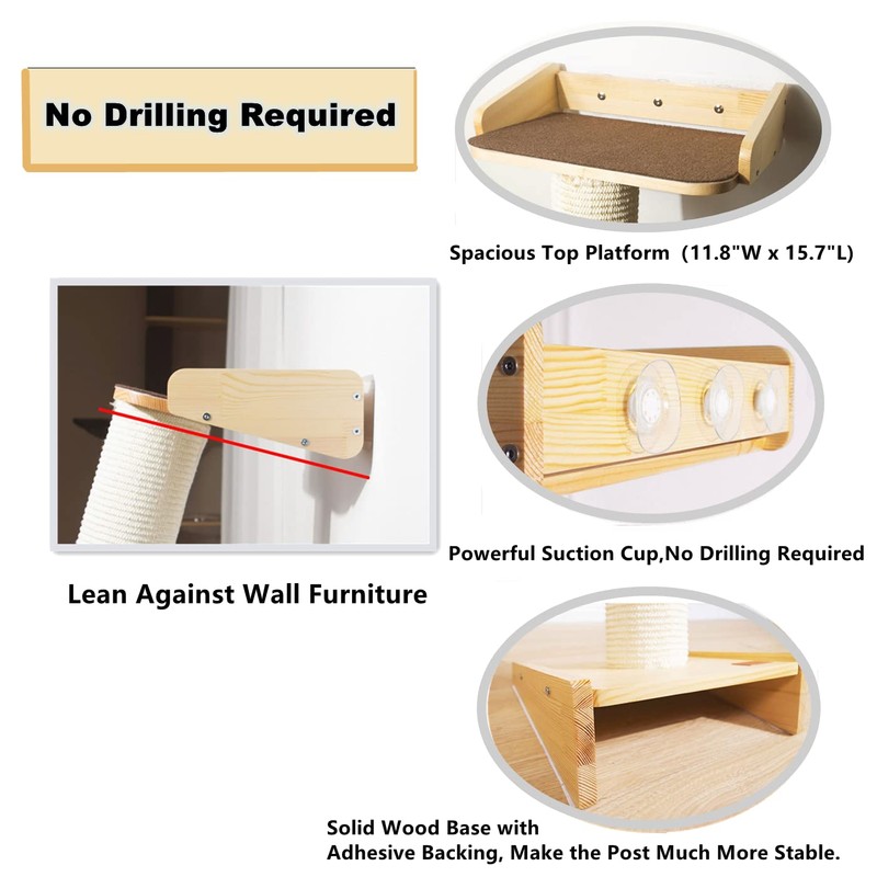 SHENGOCASE Modern 78.7“ Tall Leaning Cat Tree Tower Scratching Post