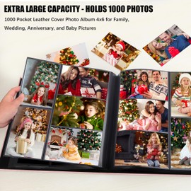 Aevdor 1000 Pockets Photo Album 4x6, Extra Large Capacity Linen Cover Wedding Family Photo Albums Holds 1000 Horizontal and Vertical Photos (Pink)