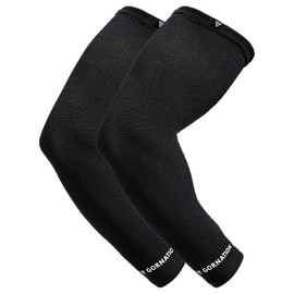 GORNATION Arm Sleeves - Premium Long Elbow Supports for Men & Women - Elastic Compression Sleeves for Cycling, Calisthenics & Fitness - 1 Pair, Black, M