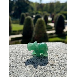 Pandiui23 Crystal Elephant Figurines, Natural Carved Elephant, Crystal Elephant Figurines, Elephant Home Decor, Happy Elephant (Green Aventurine)