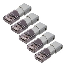 PNY 128GB Turbo Attaché 3 USB 3.0 Flash Drive 5-Pack – Grey, P-FD128X5TBOP-MP, 100MB/s, Light-Weight Durable - Data Storage and Transfer