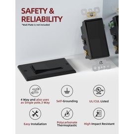 AIDA 20 Pack 4 Way Switch Decorative Light Switch, 15Amp, 120/277 Volt, 4 Way Decorative Light Rocker Switch Replacement, Self-Grounding, Residential and Commercial Grade, UL Listed