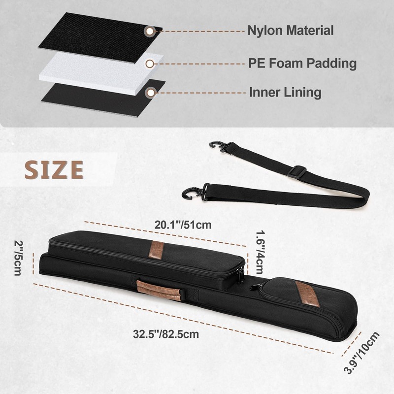 Rexmica Pool Cue Case Holds 1 Butt and 1 Shaft,