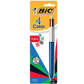 BIC 4-Ink Color Retractable Pen - Blue Ink, Black Ink, Red Ink, Green Ink - 1 Pack