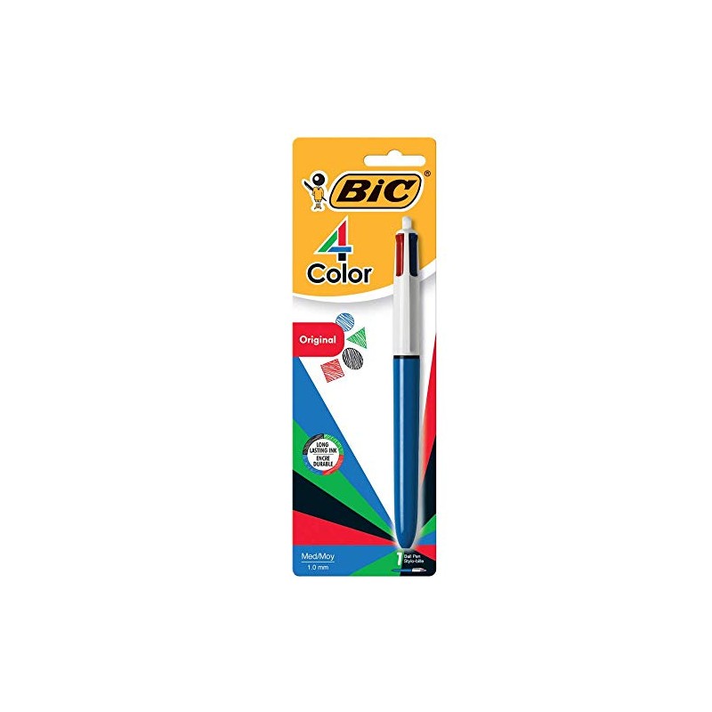 BIC 4-Ink Color Retractable Pen - Blue Ink, Black Ink,