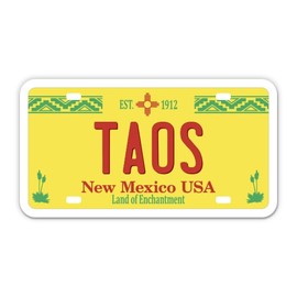 Squiddy Taos New Mexico State License Plate Style - Vinyl Sticker for Car, Laptop, Notebook (5" Wide)