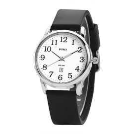 Womens Minimalist Watches Black Silicone Ultra Thin Analog Quartz Waterproof Wrist Watch for Women, Luminous Easy Read Dial (Black White)