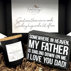 Hug in a Box Care Package for Loss of Father, Lavendar Sympathy Candle Loss of DadBecause Someone We Love is in Heaven, Condolence Gift Baskets Loss, Grief Candle Hug Gift, Heavenly Hugs