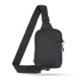 Bototack Small Sling Bag for Men Women, Lightweight Nylon Crossbody Chest Bag Fanny Pack Shoulder Bag with Adjustable Strap for Travelling Hiking (Black)