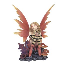 ICE ARMOR 6" H Peach Fairy with Dragon Baby Statue Fantasy Decoration Figurine
