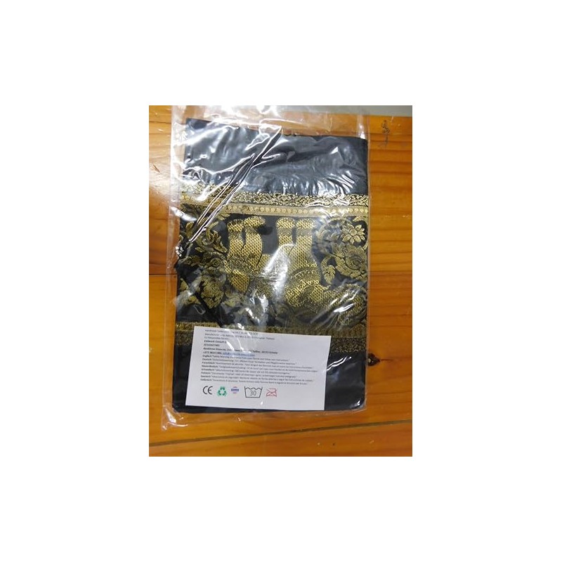 Table Runner Elephant Tablecloth Tablerunner Elegant Thai Silk (black)