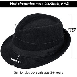 FGSS Kids Classic Trilby-Fedora Hat - Short Brim Boys-Girl-Felt Jazz Cap Panama Derby Cuban-Hat for 3-6 Years Old