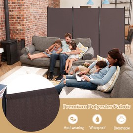 Giantex 3 Panel Room Divider, 6 FT Folding Privacy Screen, Wall Partition for Room Separation, Folding Divider for Home Office, Living Room, Brown