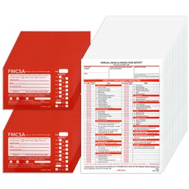 50 Pack Annual Vehicle Inspection Report Forms, with Red FMCSA Labels Aluminum 3-Ply Carbonless Form Driver Vehicle Inspection Report Book Vehicle Dot Inspection Form and Label Stickers