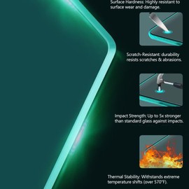 Virelix 20" Square Tempered Glass Table Top, Clear Surface 1/4" Thick Flat Polished Edge for Furniture Protection Patio Dining Coffee End Tables (20 inch)