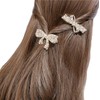 Haobase 2 Pcs Glitter Crystal Pearl Bow Hair Clips Handmade