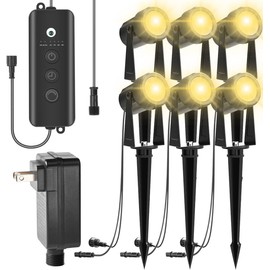 ZYAN Low Voltage Landscape Spotlights LED Landscape Lighting with Sensor, IP65 Waterproof Outdoor Lights for Yard Garden Pathway, Plant Tree Spoltights Dimmable with Timer, Auto ON/Off (6 Pack)