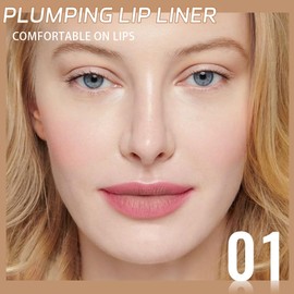 JUAAZIN Salmon Pink Matte Lip Liner Pencil, Plump Lip Liners Long-Lasting Creamy Formula, With Silicone Smudger for Define Contours & Sculpting Lip, Waterproof Non-Staining Crayon Lip Liner 01#