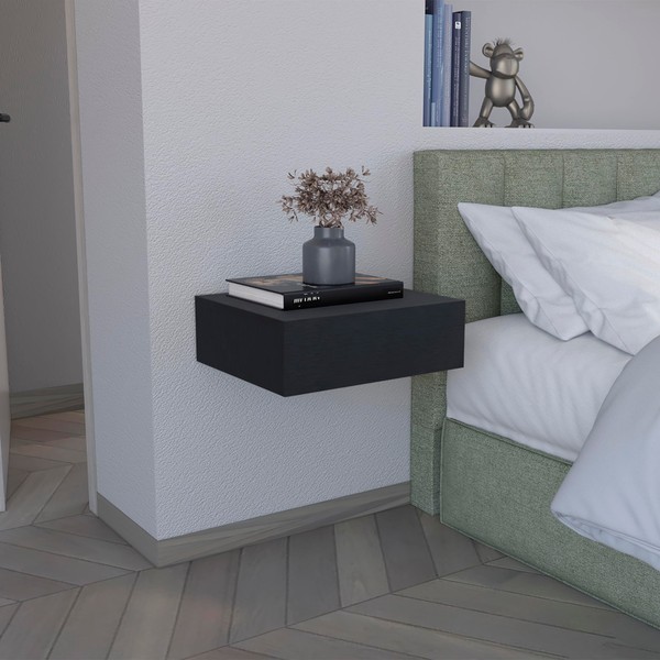 ROCKRAIN Floating Nightstand with Drawer: Modern Wall-Mounted Bedside Shelf 15.7"