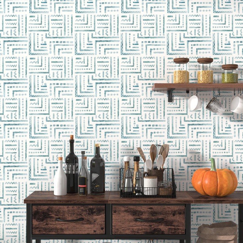 tiltil Modern Peel and Stick Wallpaper Blue Boho Contact Paper