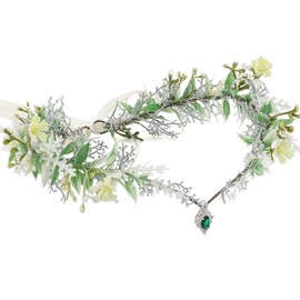 MOSTORY Yellow Fairy Flower Crown - Woodland Elf Crown for Renaissance Fairy Accessories Women, Forest Floral Headpiece for Renfaire Fairycore Cosplay Fantasy Aesthetic