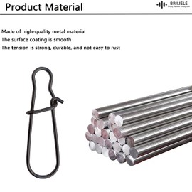 BRILISLE Fishing Lures Duo Lock Snaps Clips 50-180 LB 50-100 Pack, Duolock Crankbait Snap Snaps Saltwater and Freshwater Black Nickel size 6