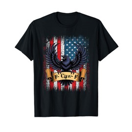 F-Caw-F Black Crow Black Bird Retro USA Flag Vintage F-Caw-F T-Shirt