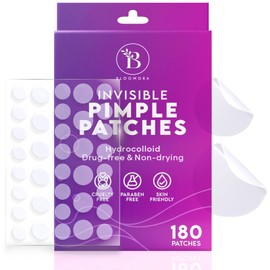 BLOOMORA Invisible Pimple Patches (180 Pcs), Spot Patches for Acne Treatment, Hydrocolloid Patches for Blemishes, Pimple Patch for Face Care & Body, Acne Patch Spot Remover (S/L)