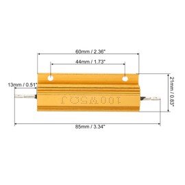 PATIKIL 2pcs 100W 5ohm Aluminium Case Resistor Housing Wire Resistors Screw Tap Power Resistor Gold Tone