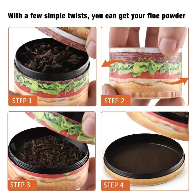 Spespo Herb Grinders, Large Spice Crusher 63mm, 4 Layers Metal