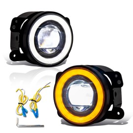 VPIMOZO 4 Inch LED Fog Lights with 60W Angle Eye DRL Compatible with 07-18 Jeep Wrangler 05-08 Dodge Magnum 06-10 Chrysler PT Cruiser 05-10 Chrysler 300 Touring Fog Lamp Replacement DOT Approved