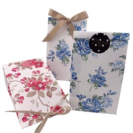 Floral Paper Bags Gift Bags Flower Party Favor Treat Bag Goody Bag with Stickers for Wedding Bridal Shower Anniversary Birthday Garden Party (16 Pcs)