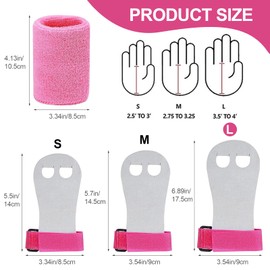 heqxwl 2 sets Gymnastics Hand Grips Gloves Wristbands, Gymnastic Hand Grips Gymnastic Bar Palm Protection and Wrist Support Sports Accessories for Boys Girls Youth Kids Workout and Exercise (L)