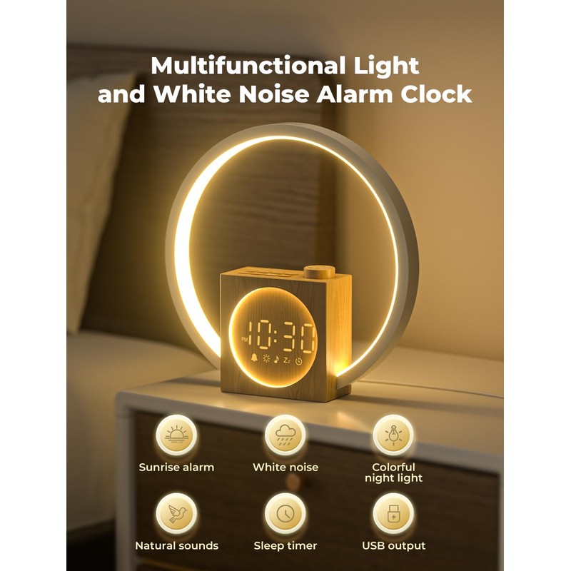 LIORQUE Sunrise Alarm Clock Wake Up Light, 30 Soothing Sounds