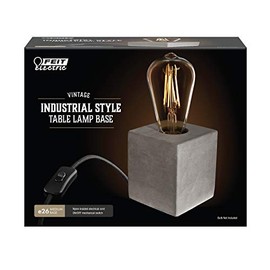 FEIT Electric 4 in. Concrete Beige/White Cube Lamp Base