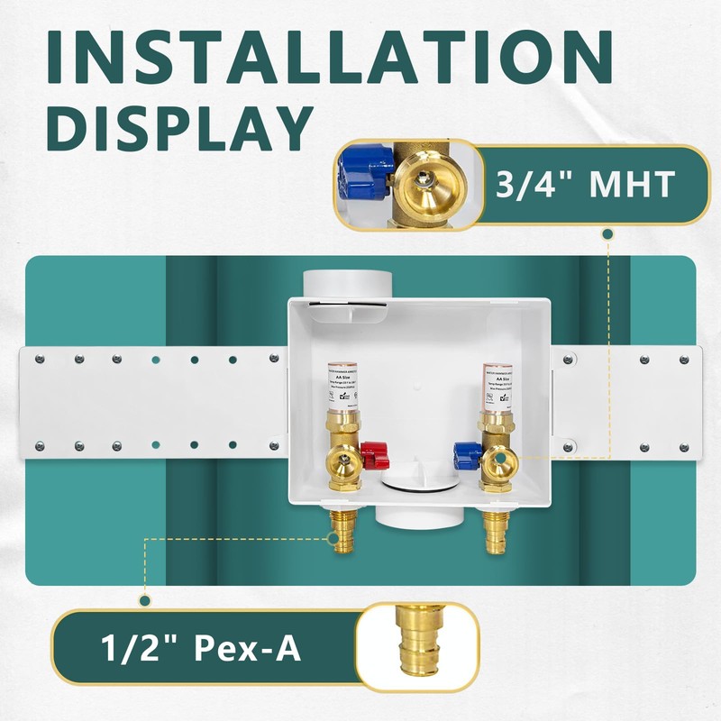 Washing Machine (Laundry) Outlet Box, Center Drain/Side Drain, Niikappu 1/2