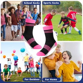 Girls Socks Toddler Socks Breathable Soft Sports Trainer Colourful 12 Pairs for Kids Children to School 10-14 Years