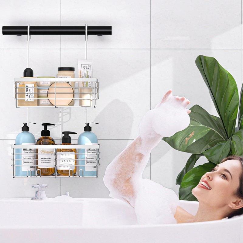YUOROS Shower Caddy Hanging, 2 Tier Over the Door Shower