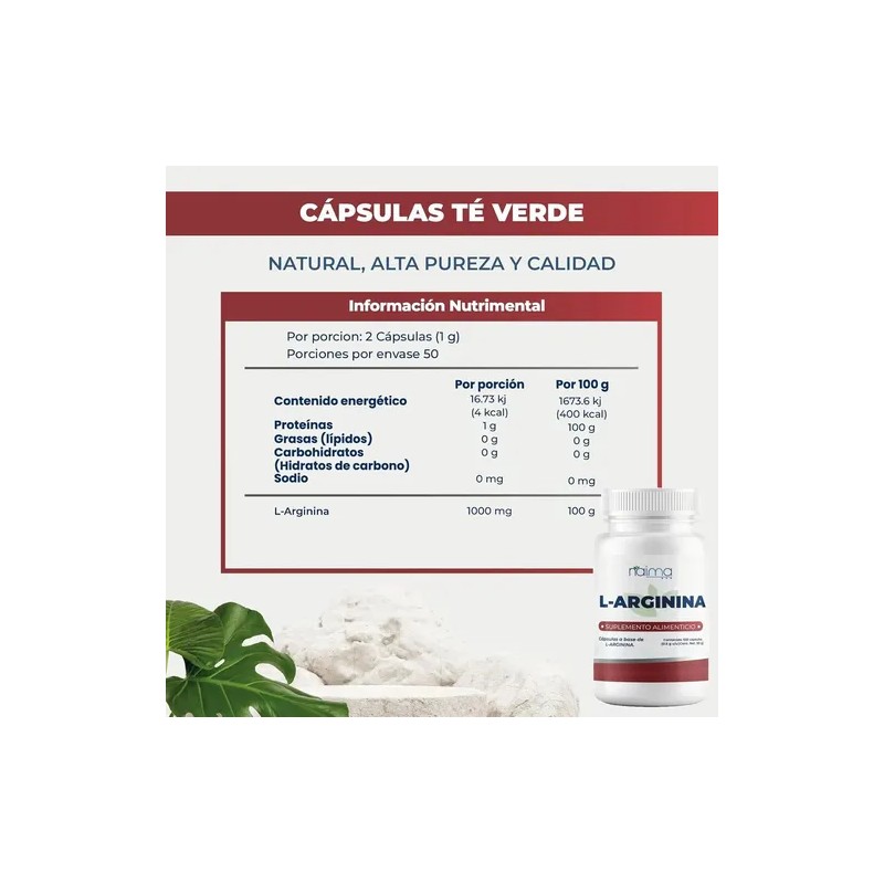 Arginina 500mg 100 Cápsulas Por Frasco