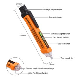 Neoteck Non-Contact AC Voltage Tester Pen, AC 12-1000V, LED Flashlight, Buzzer Alarm for Live/Null Wire Judgment