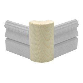 Pine Outside Radius Corner Base Block Bullnose, 3/4" x 2 1/4" x 4" Clear Pine & Knotty Pine - Fits 3/4" Radius, Trim Molding