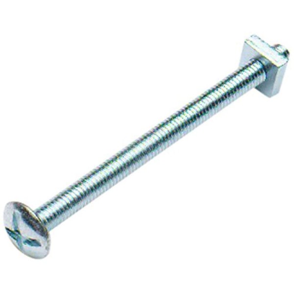 Merriway BH02161 (10 Pcs) Cross Slotted Truss Head Roofing Bolts with Nuts M6 x 45 mm, Bright Zinc Plated - Pack of 10 Pieces