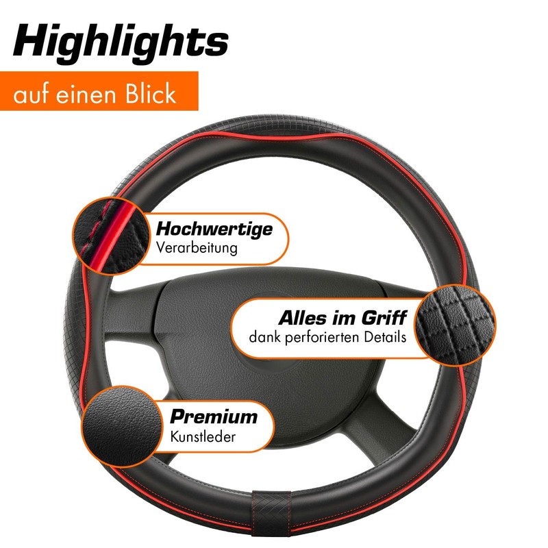 Upgrade4cars D-shape steering wheel cover in red, steering wheel protector,